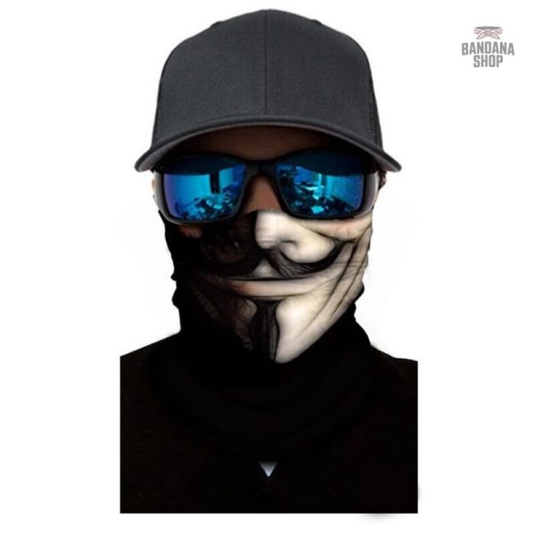 Masque bandana élastique avec motif Anonymous