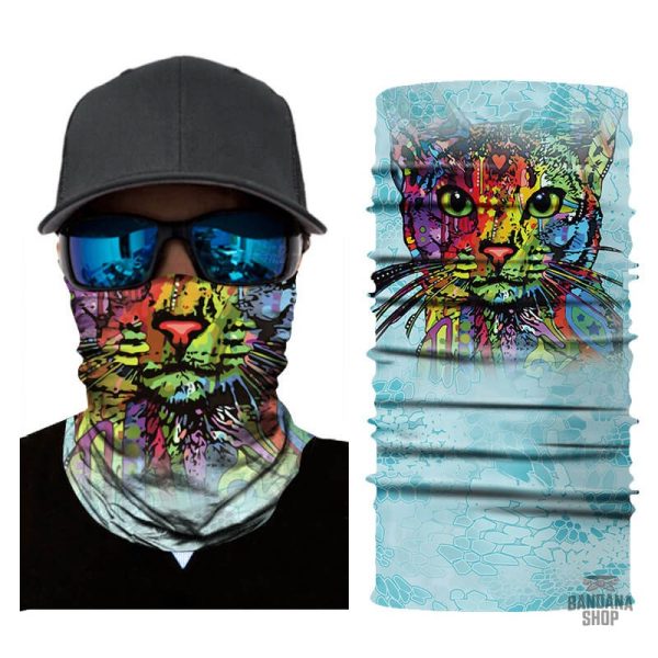 Bandana chat avec motifs multicolores,