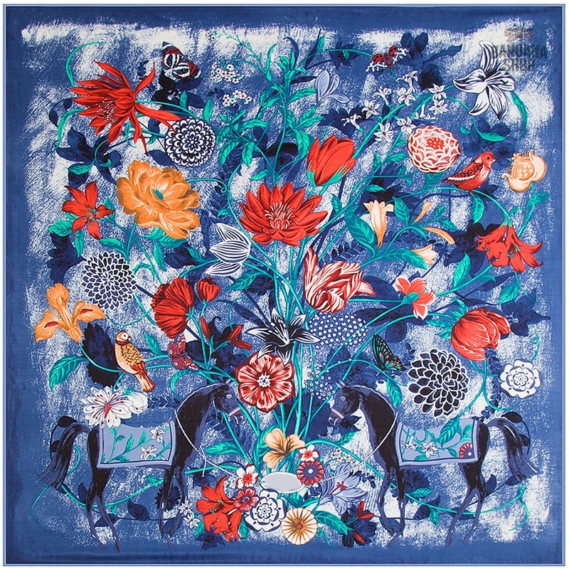 Bandana chevaux et fleurs design