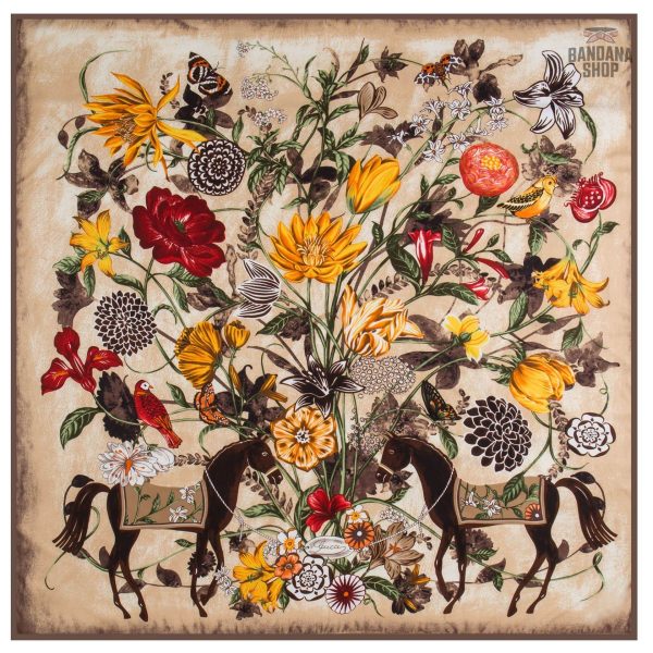 Accessoire mode avec motifs chevaux et fleurs colorés