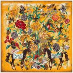 Bandana floral avec chevaux, style unique et tendance