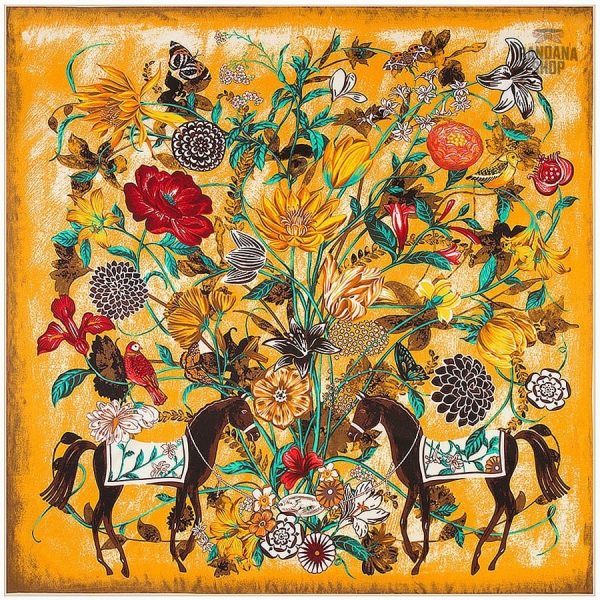 Bandana floral avec chevaux, style unique et tendance