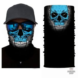 Bandana élastique avec motif crâne bleu