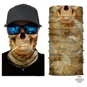 Bandana élastique avec motif crâne et fumeur