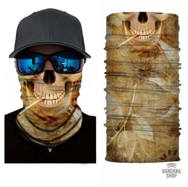 Bandana élastique avec motif crâne et fumeur