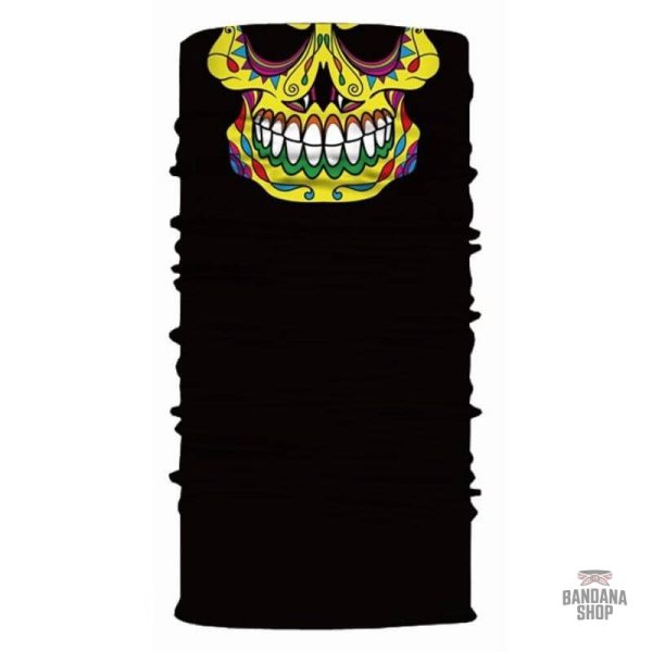 Bandana Crâne Mexicain en jaune élastique