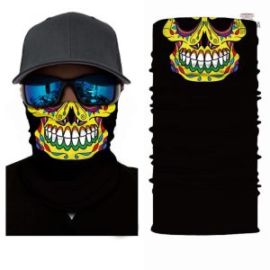 Bandana Jaune avec motif crâne mexicain