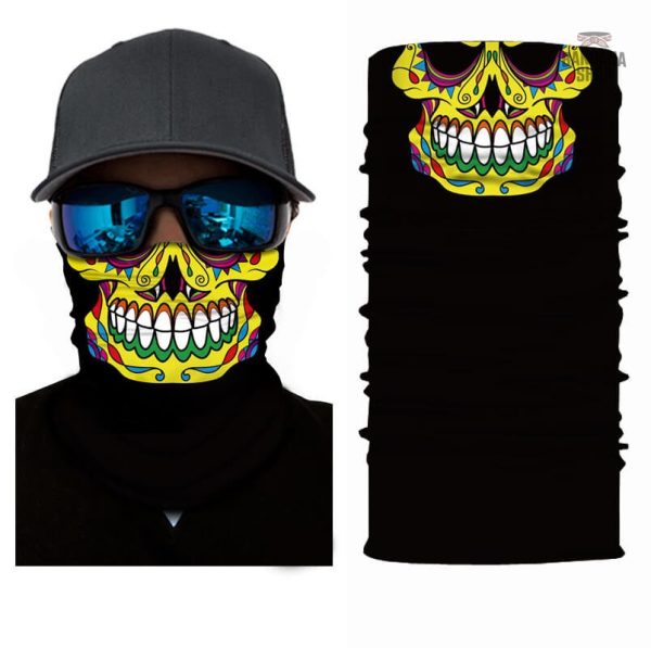 Bandana Jaune avec motif crâne mexicain