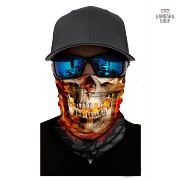 Bandana élastique avec motif tête de mort pour motards
