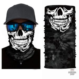 Bandana Élastique Tête de mort en carbone