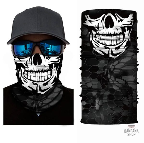 Bandana Élastique Tête de mort en carbone
