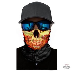 Bandana Élastique avec motif Tête de mort en Flamme