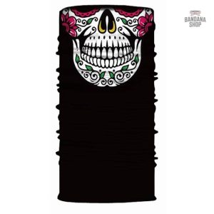 Bandana Tête de Mort Fleurie Élastique