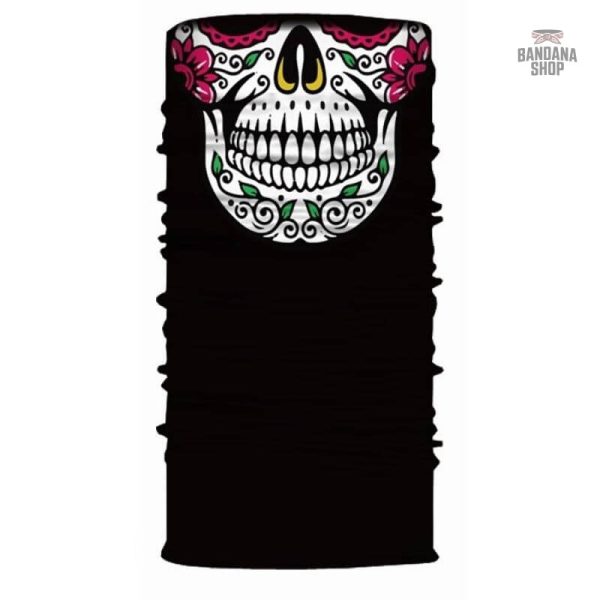 Bandana Tête de Mort Fleurie Élastique