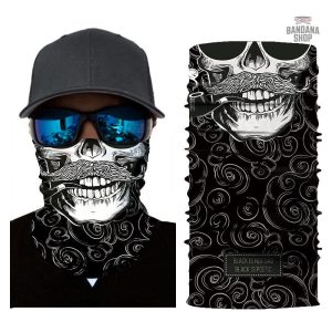 Bandana élastique motif tête de mort pour un style hipster