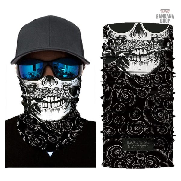 Bandana élastique motif tête de mort pour un style hipster