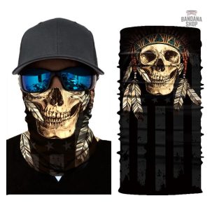 Bandana élastique avec motif tête de mort indien