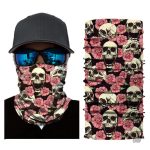 Bandana Élastique à Motif de Tête de Mort et Fleurs