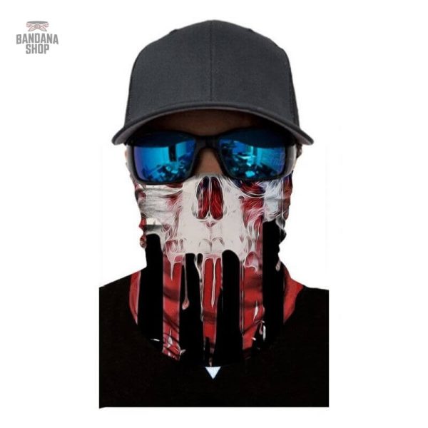 Accessoire mode bandana avec motif tête de mort USA