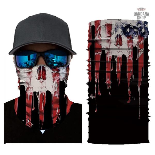 Bandana élastique style américain avec design tête de mort