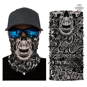 Bandana élastique avec motif tête de mort vintage
