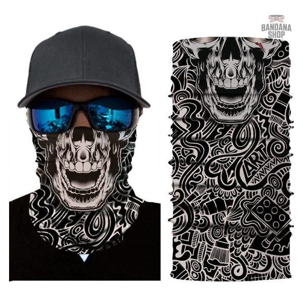 Bandana élastique avec motif tête de mort vintage