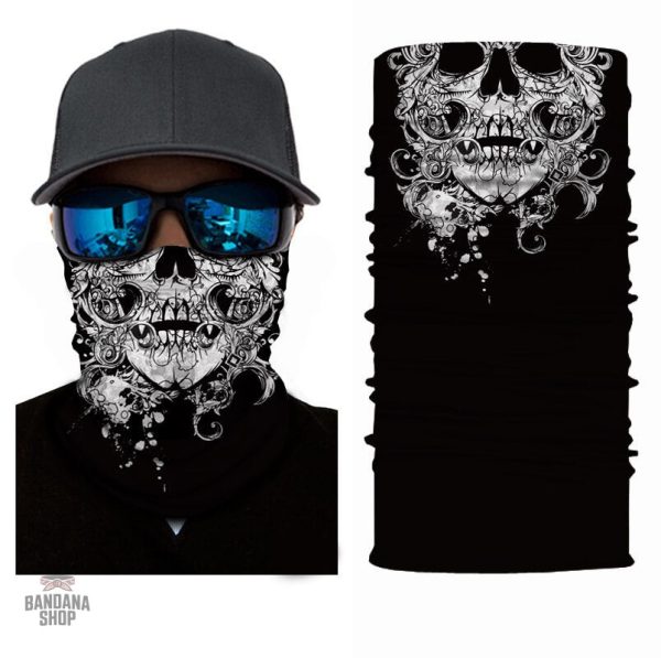 Bandana élastique avec design tête de mort pour un style audacieux